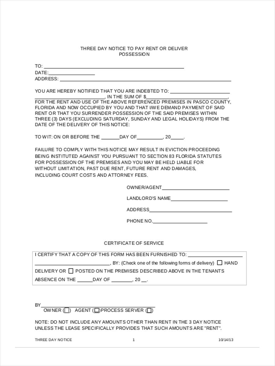 3 day eviction notice form