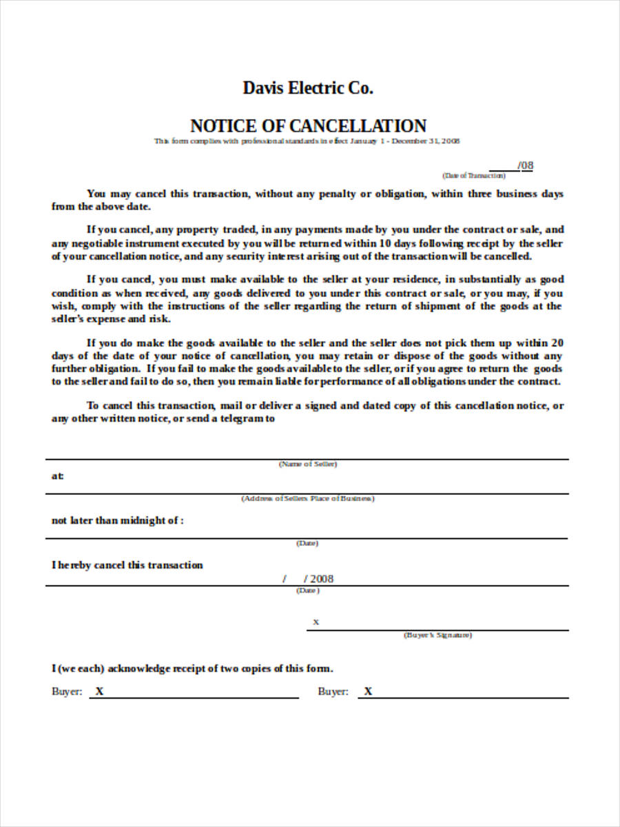 3 day notice of cancellation1