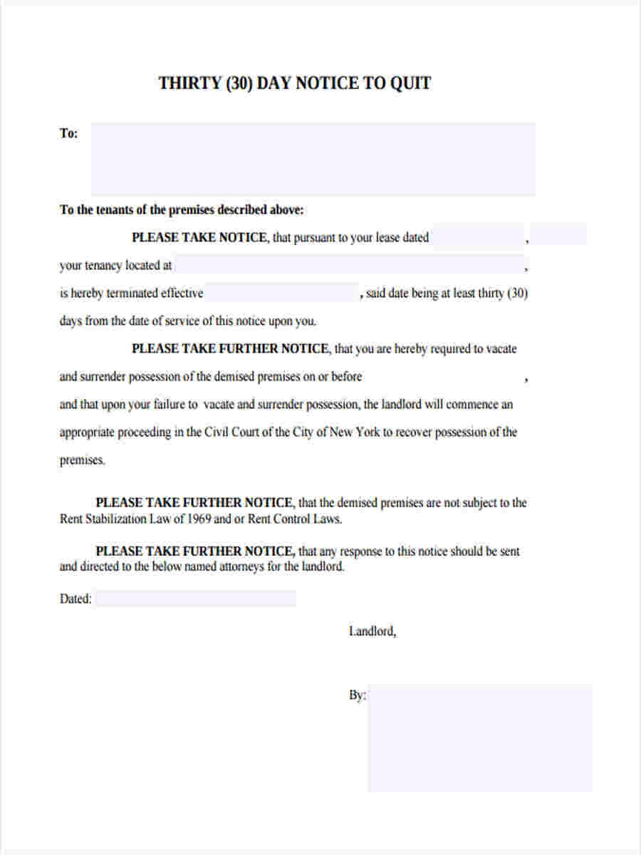 Printable Notice To Quit