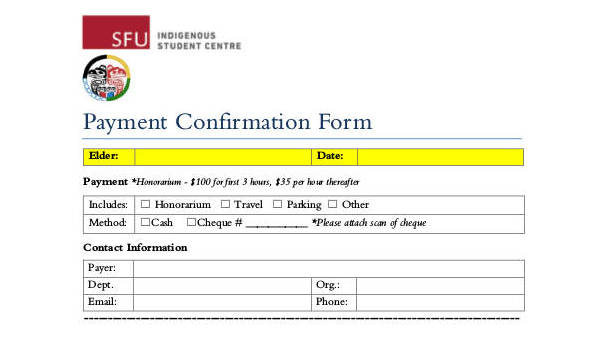  payment confirmation forms free sample example format download