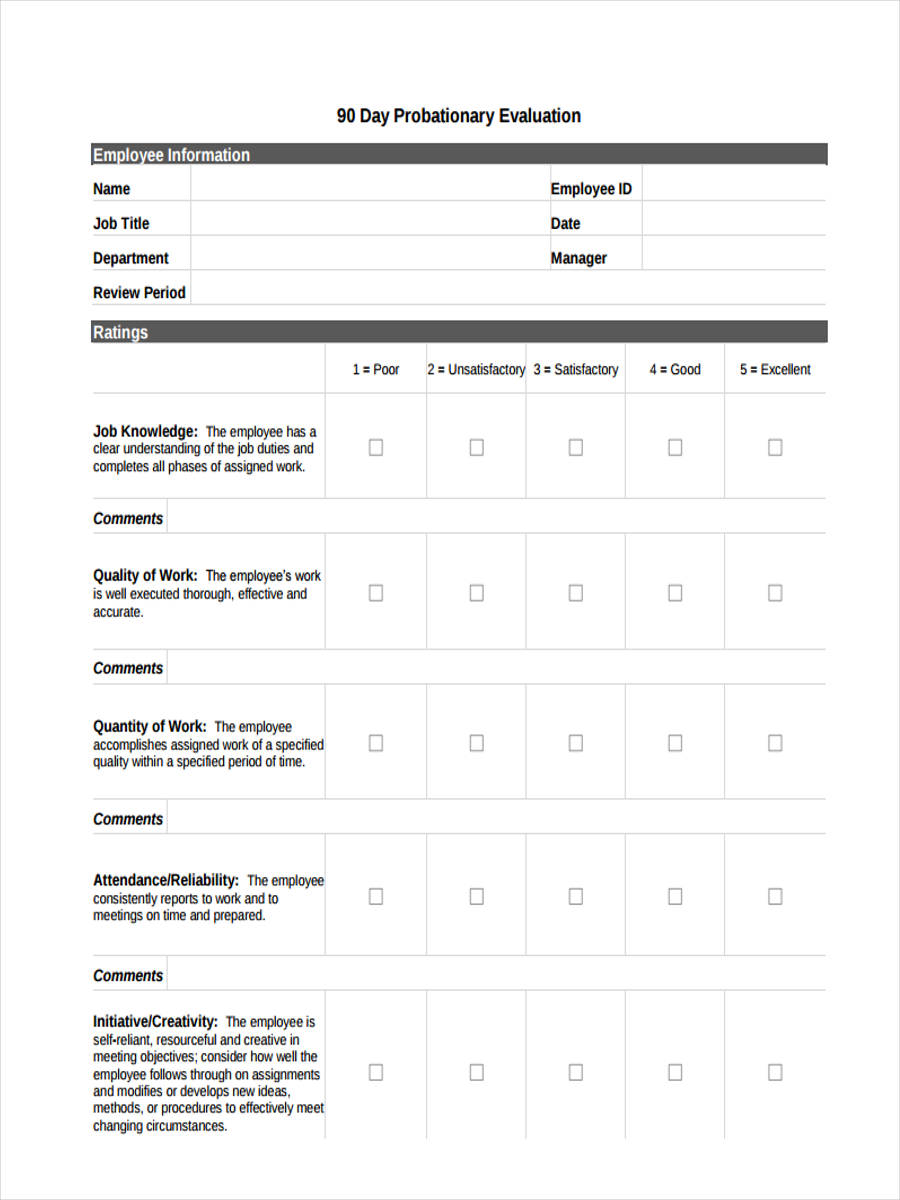 FREE 11 Probation Review Forms In PDF Ms Word