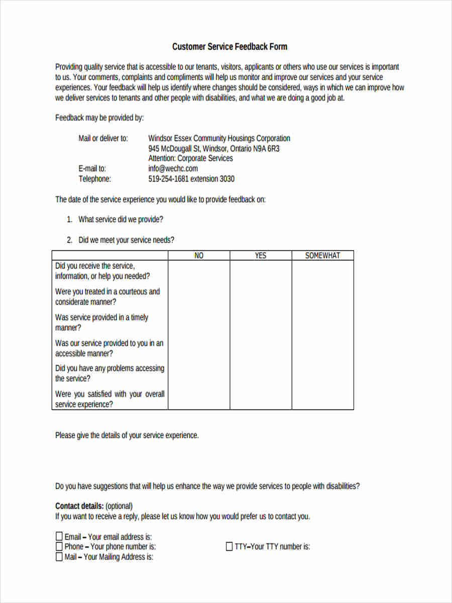 FREE 10+ Customer Service Forms in PDF Ms Word