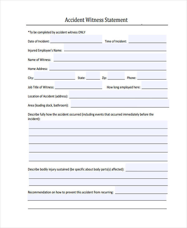 FREE 9+ Accident Statement Form Samples, PDF, MS Word, Google Docs