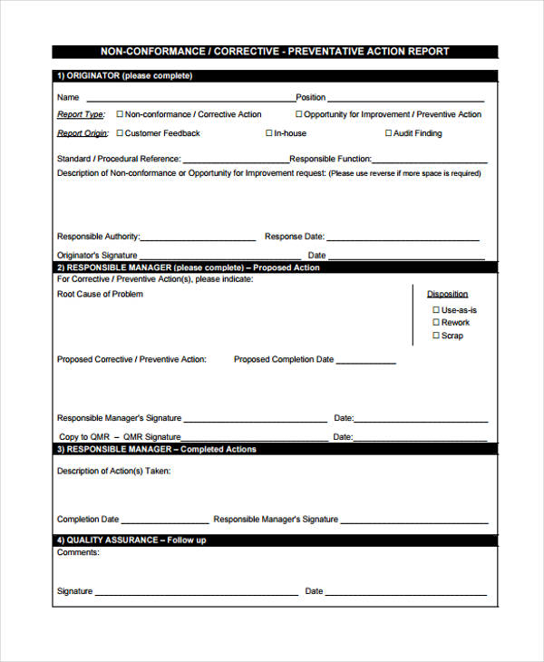 Preventative Action Plan File Sample FREE 8+ Preventive Action Forms in PDF | Ms Word | Excel