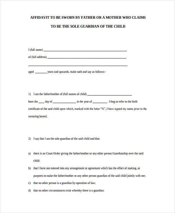 forms to go with a sworn statement