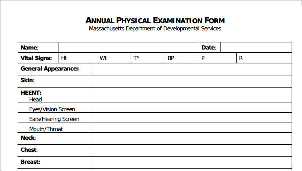 6 Physical Exam Form Sample Free Sample Example Format