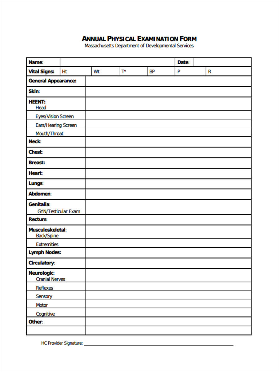 Free 6 Medical Physical Forms In Pdf