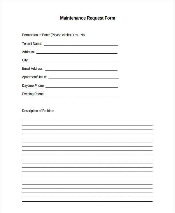 FREE 14 Maintenance Request Form Samples PDF MS Word Google Docs