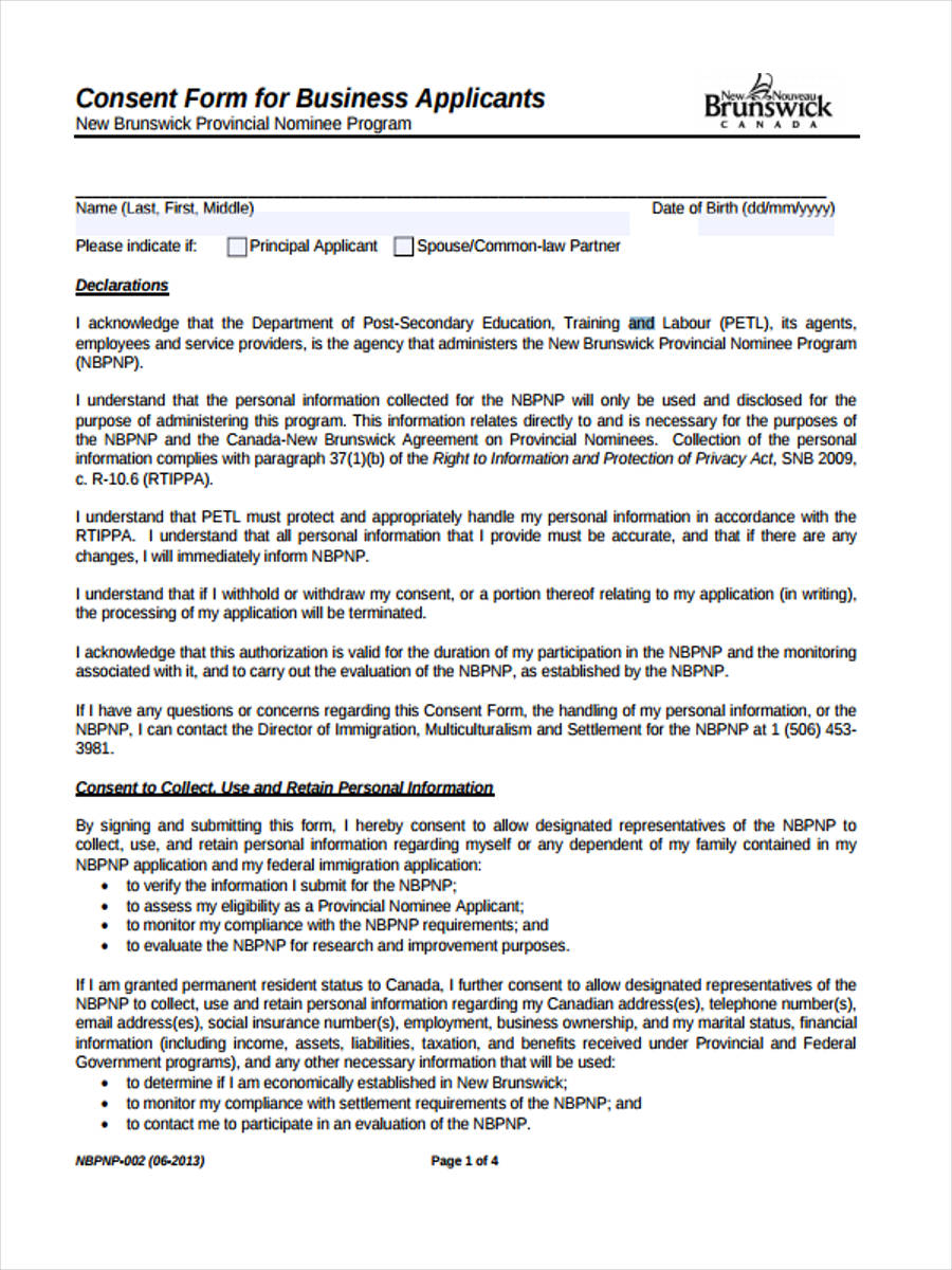 FREE 6+ Business Consent Forms in MS Word PDF