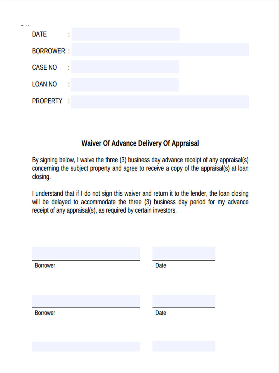 appraisal delivery waiver
