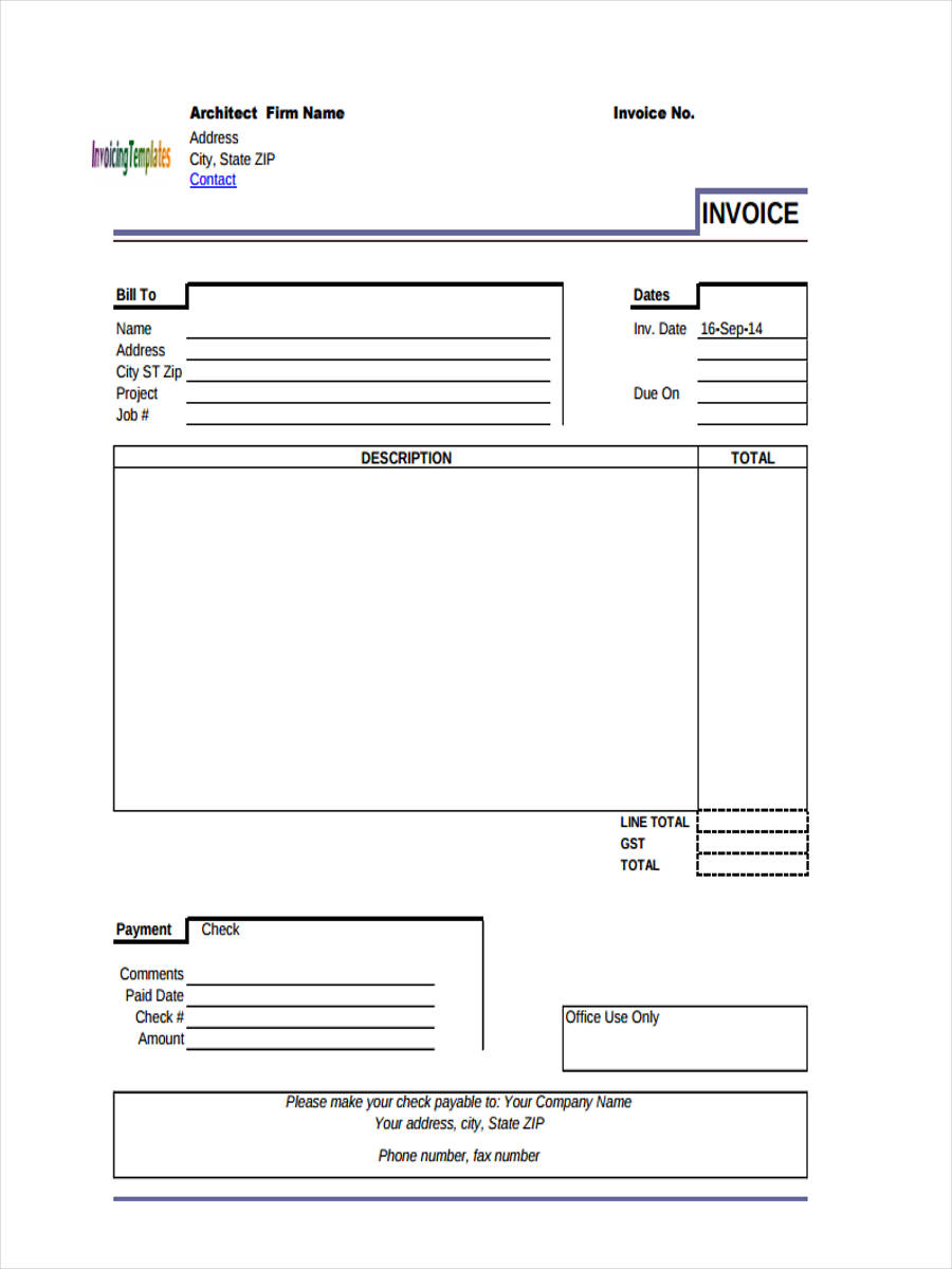 architect invoice form