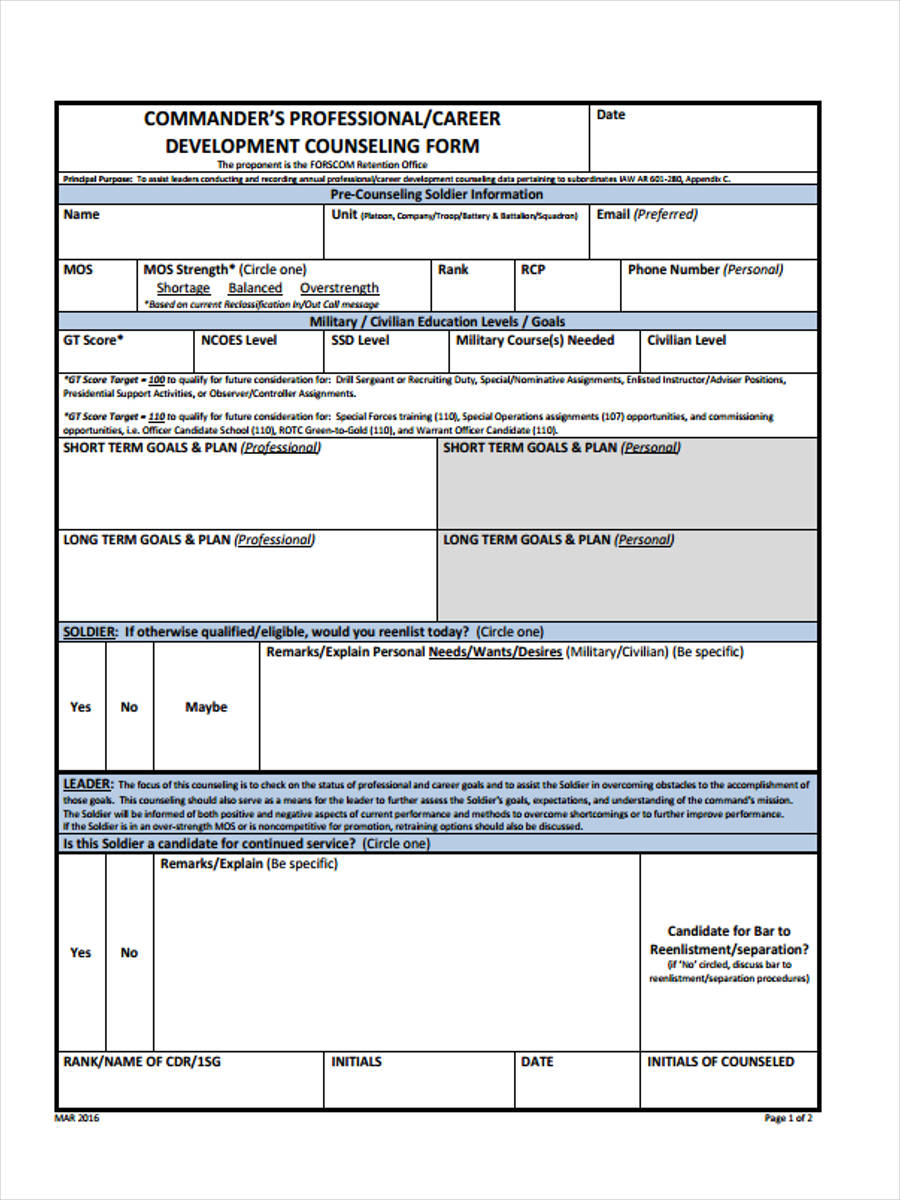 army career counseling