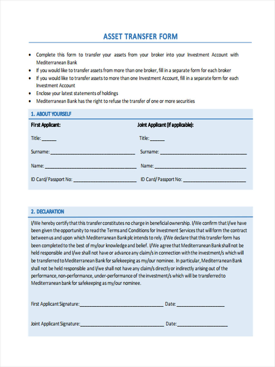 asset transfer form