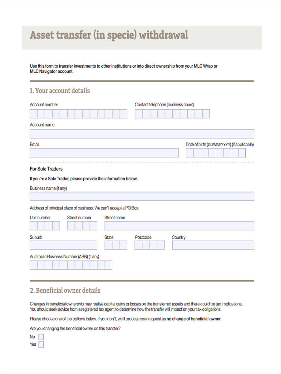 asset transfer withdrawal