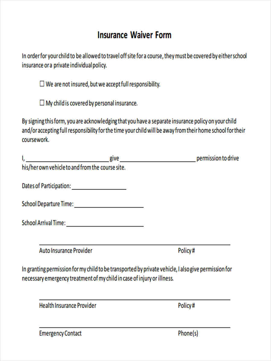 Insurance Waiver Form Template Fresh Generic Waiver Forms Free Sample My XXX Hot Girl