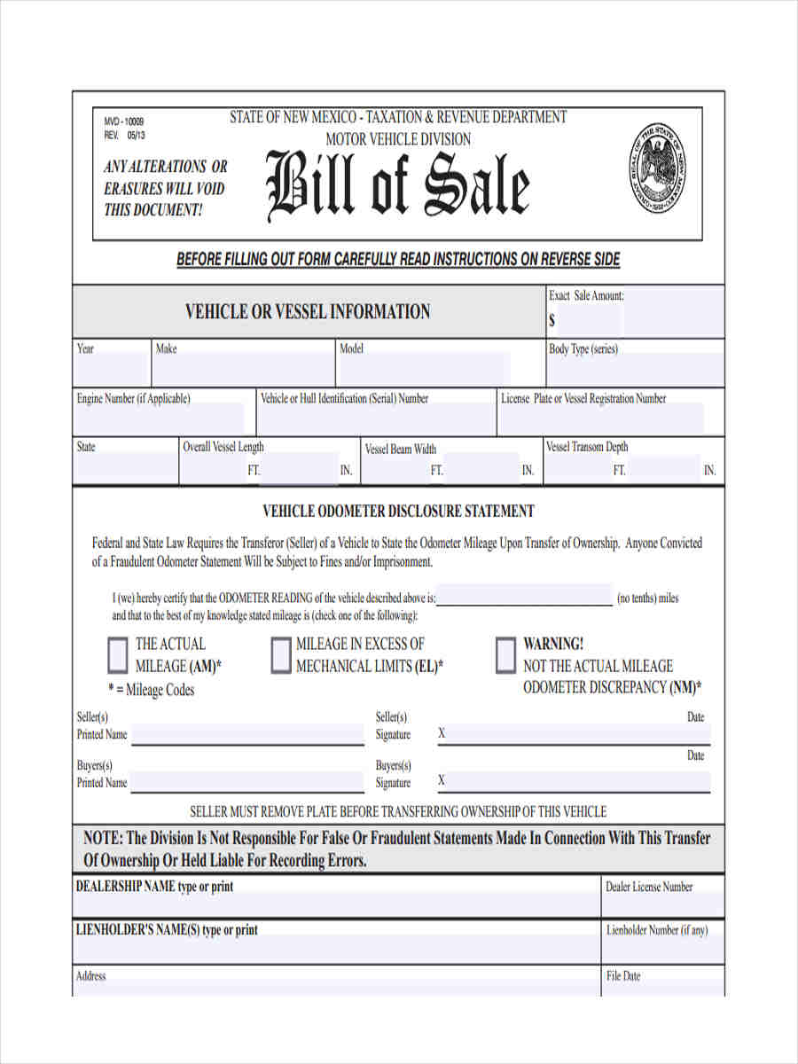 basic bill of sale form1