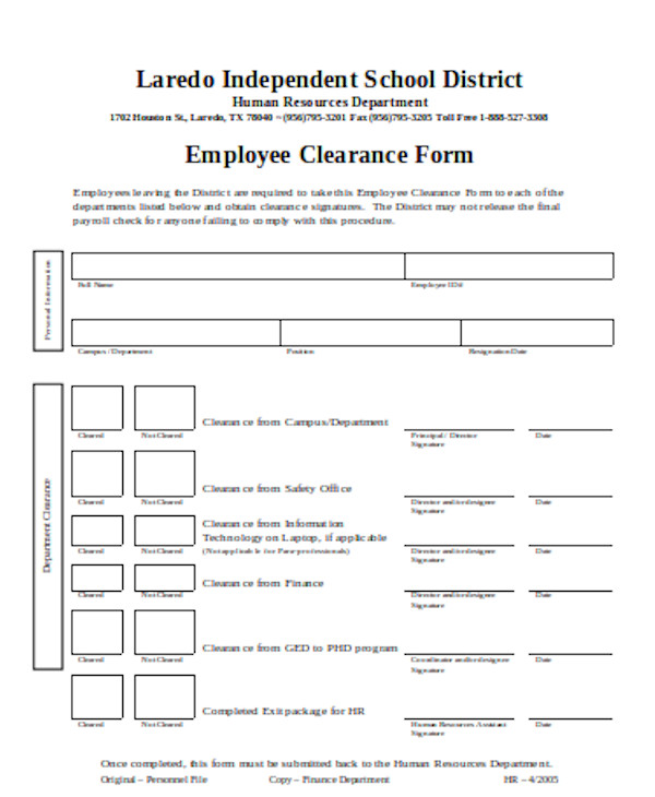 FREE 10+ Sample Employee Clearance Forms in PDF MS Word Excel