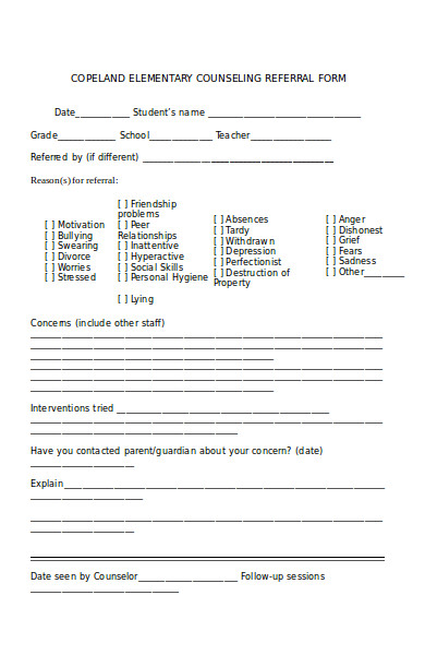 basic school counseling form