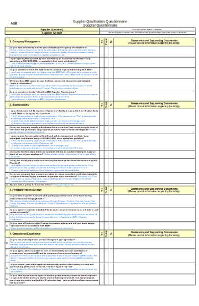 FREE 13+ Supplier Questionnaire Forms in PDF | Ms Word | Excel