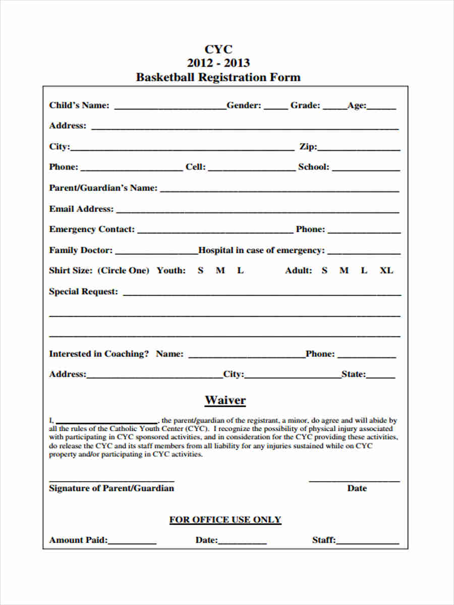 Printable Generic Sports Waiver Form