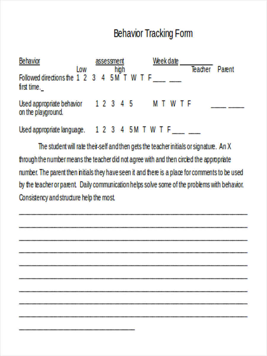 FREE 6+ Behavior Tracking Forms in MS Word | PDF