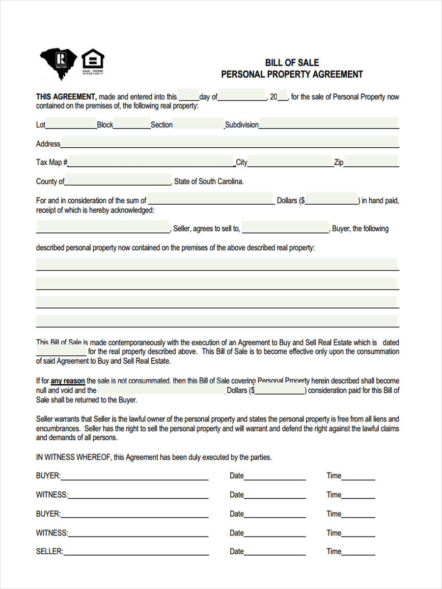 bill of sale personal property