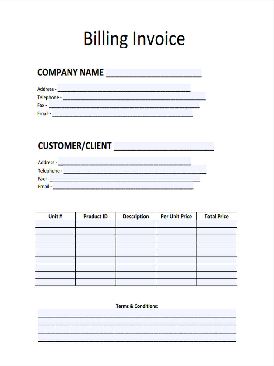 billing invoice form