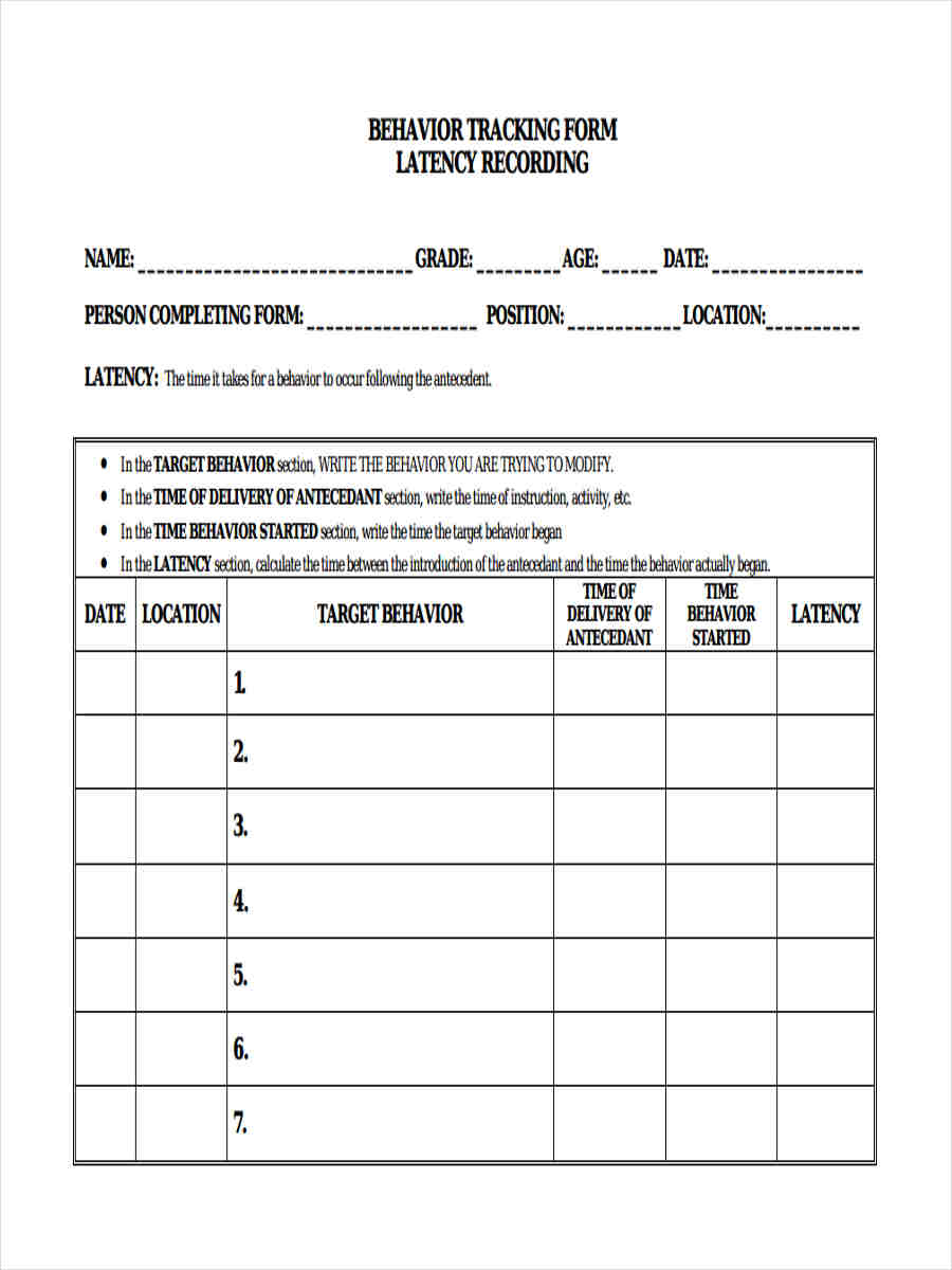 FREE 6 Behavior Tracking Forms In MS Word PDF