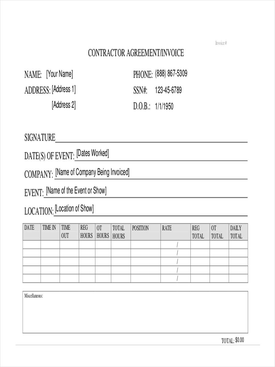 free 8 contractor invoice forms in pdf ms word