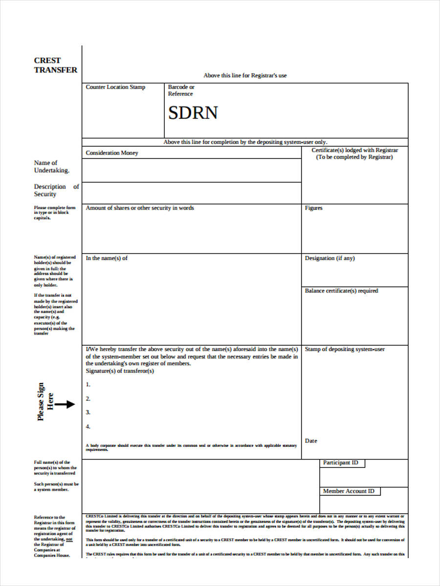 FREE 6+ Blank Transfer Forms in PDF