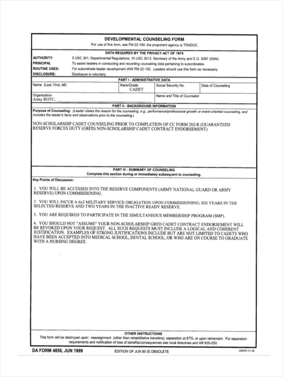 Free 6 Blank Counseling Forms In Pdf