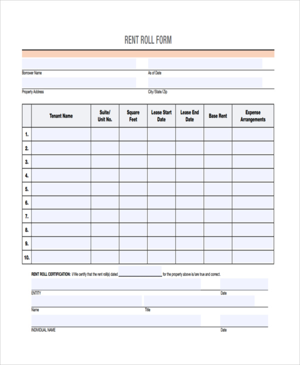 FREE 19+ Rent Roll Forms in PDF MS Word Excel