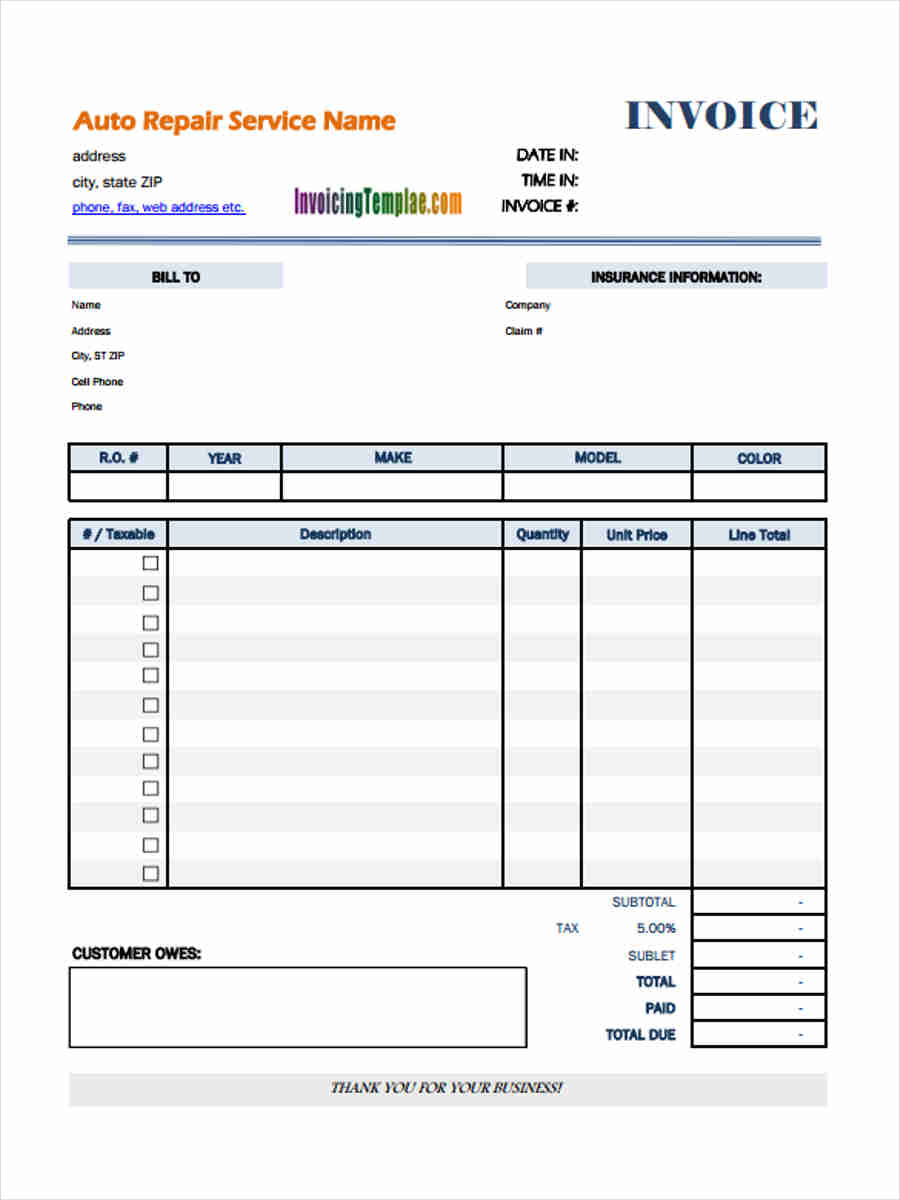 free 8 blank invoice forms in pdf ms word excel