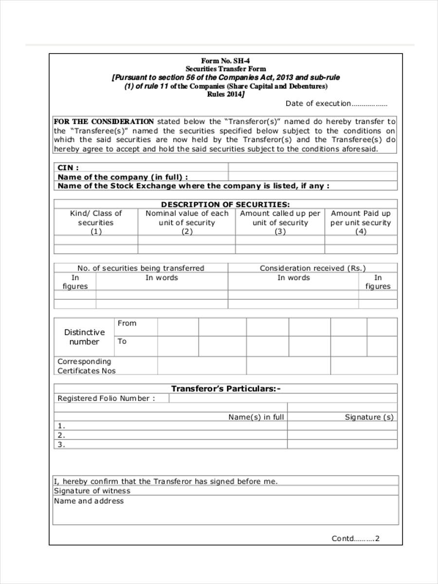 Free 5 Blank Transfer Forms In Word Pdf 1109