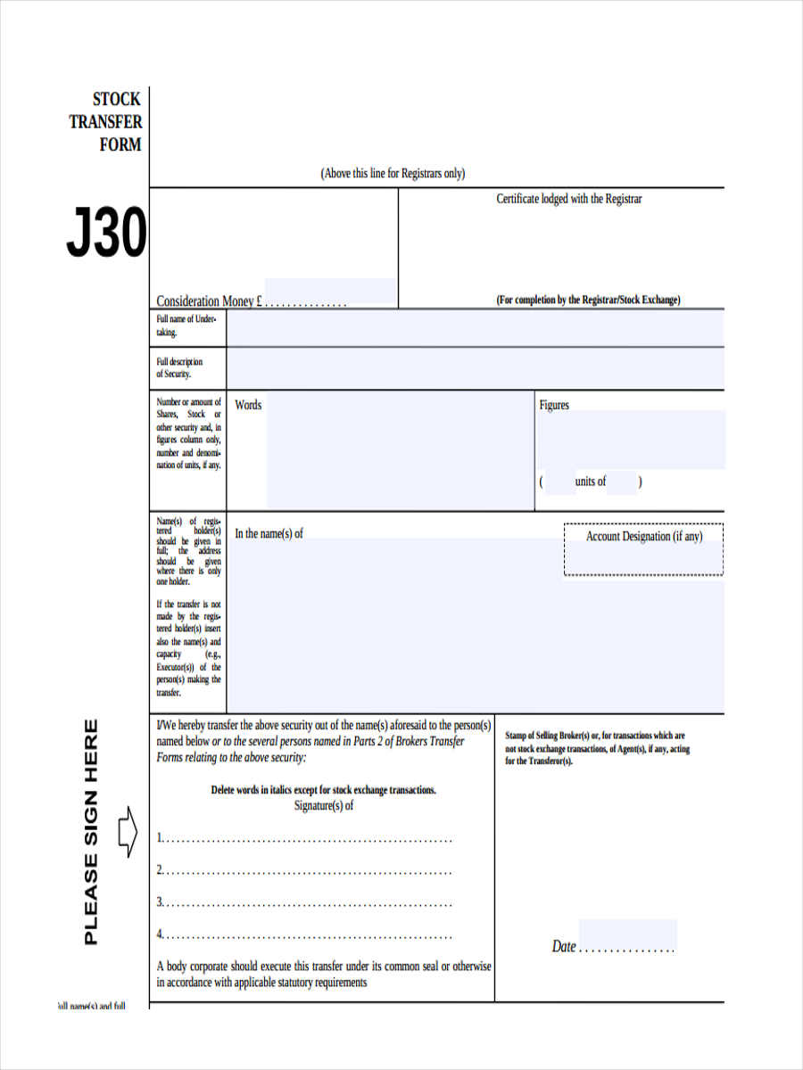 Free 8 Stock Transfer Forms In Pdf Ms Word 5093