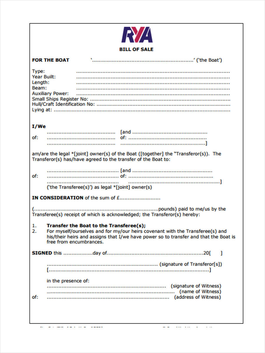 FREE 28+ Sample Bill of Sale Forms in PDF | Ms Word