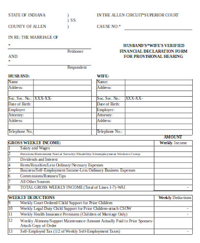 business financial declaration form