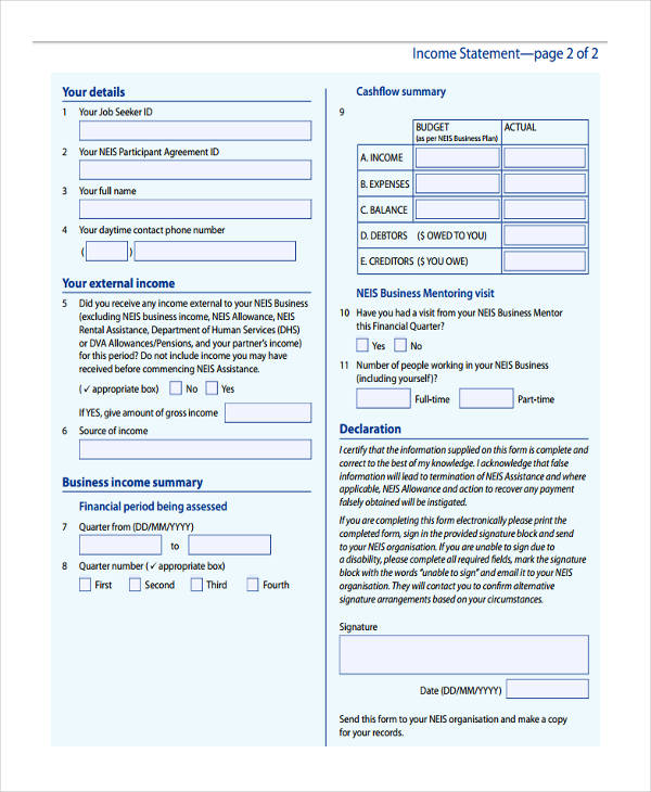 FREE 7+ Business Statement Forms in MS Word | PDF