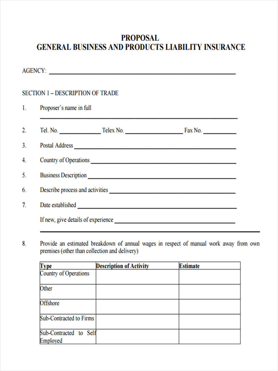 FREE 9+ Liability Insurance Forms in PDF | MS Word