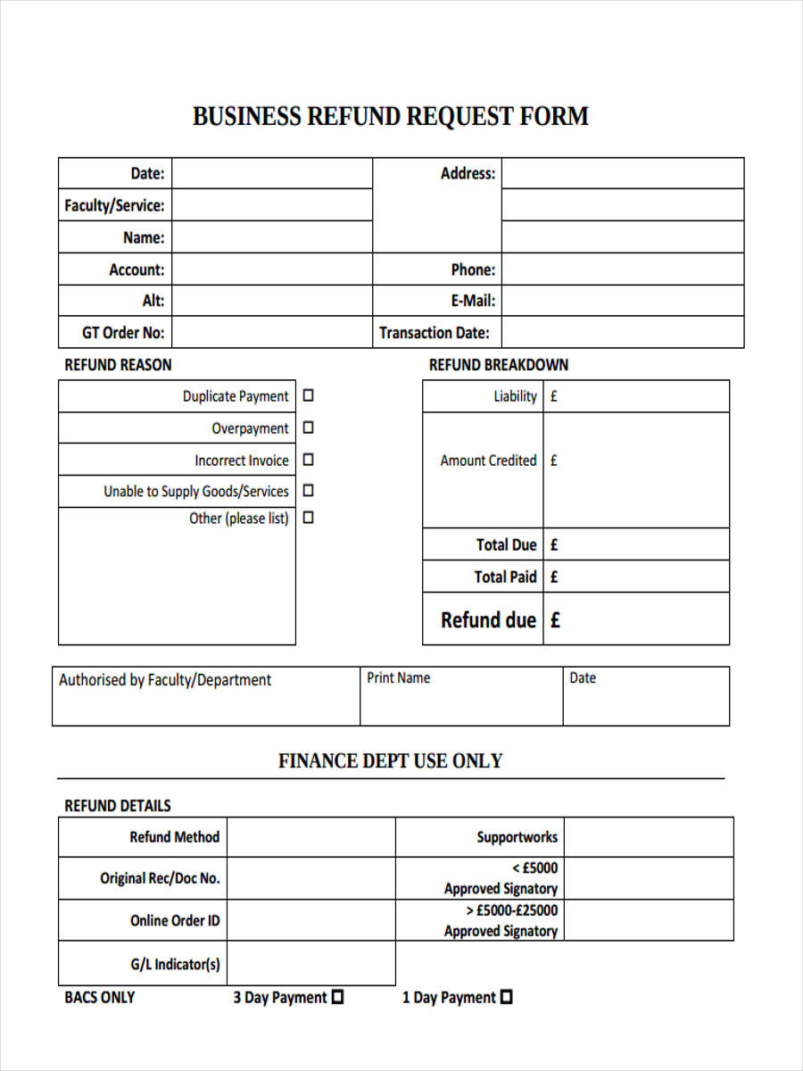 FREE 10 Refund Request Forms In PDF Ms Word Excel