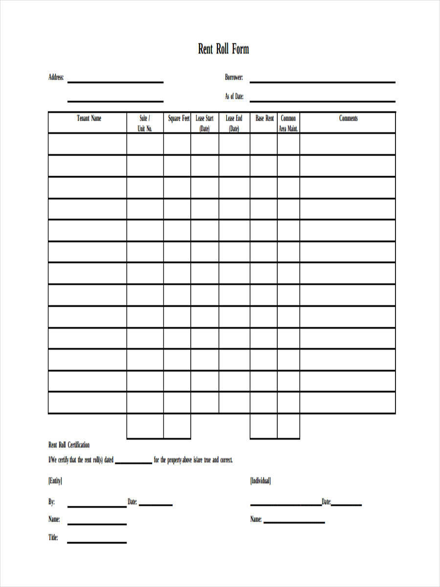 FREE 22+ Rent Roll Form Samples, PDF, MS Word, Google Docs, Excel