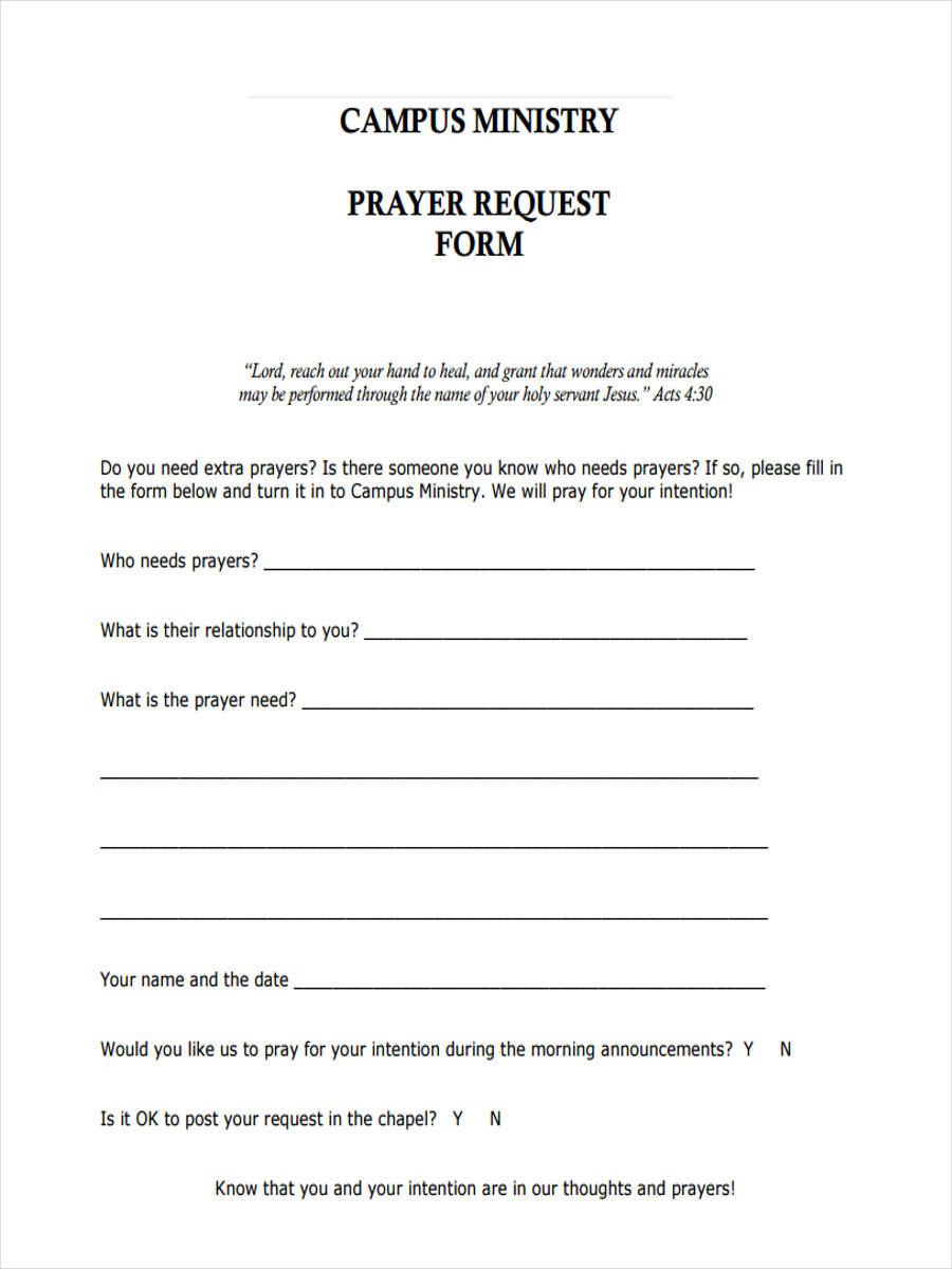 Printable Prayer Request Form Pdf Printable Form Templates And Letter