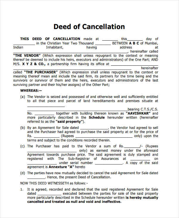 cancellation form