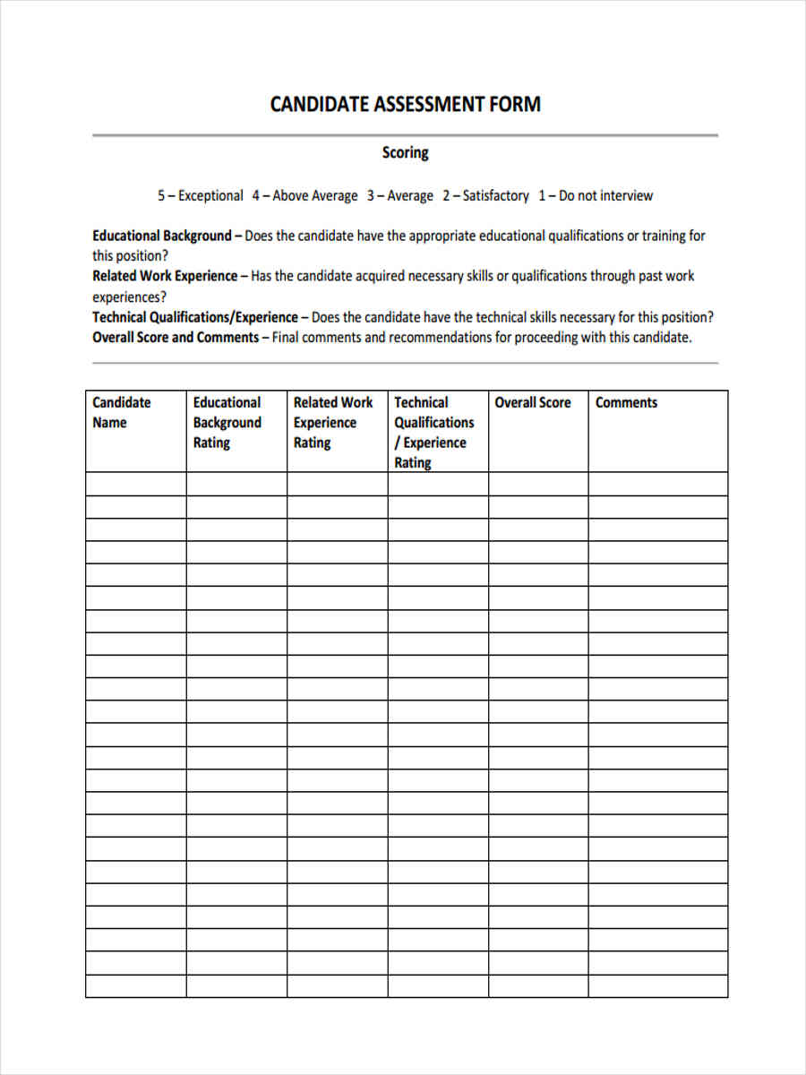 candidate assessment in pdf