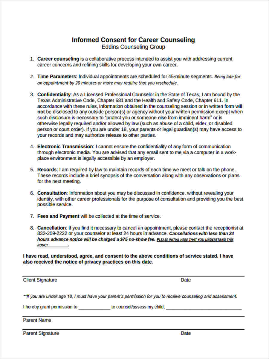 career consent form