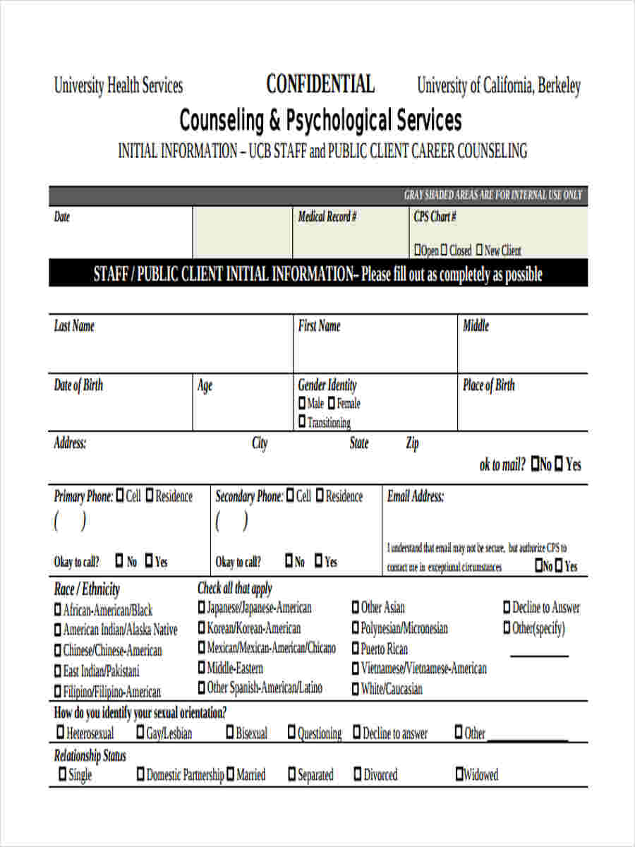 FREE 6 Career Counseling Forms In PDF