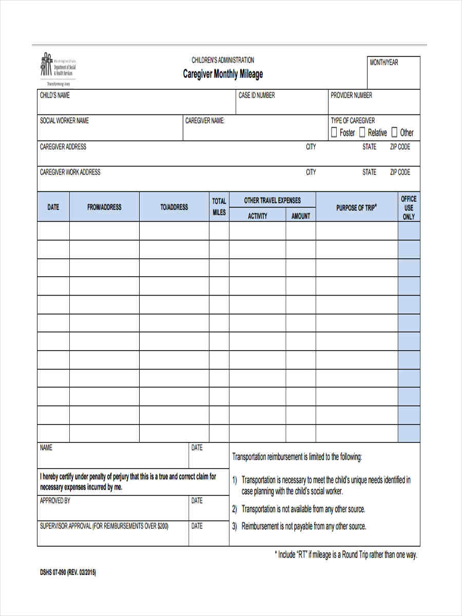 FREE 12+ Mileage Reimbursement Forms in PDF | Ms Word | Excel