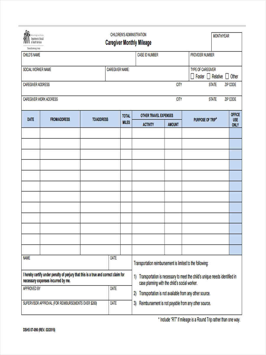 FREE 12+ Mileage Reimbursement Forms in PDF Ms Word Excel