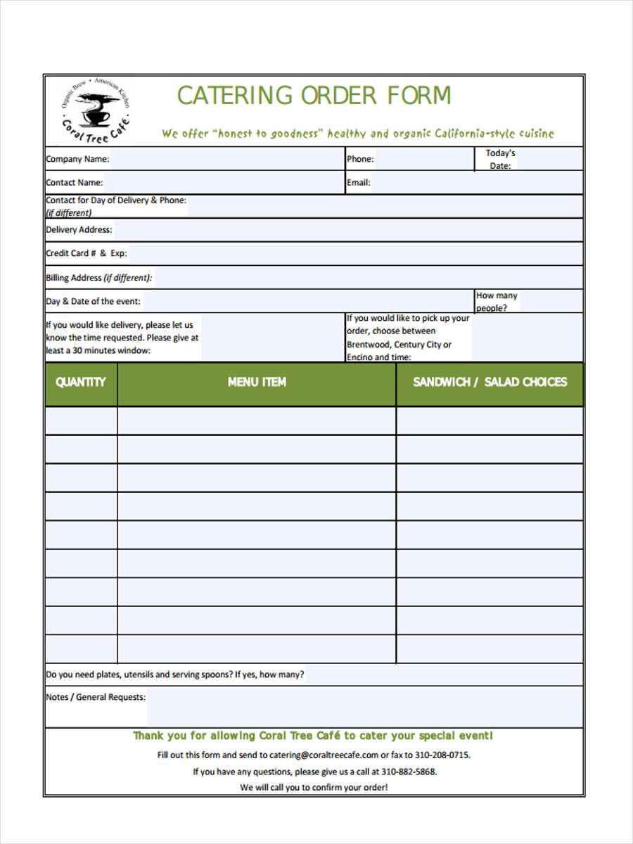 FREE 8 Catering Invoice Forms In PDF Ms Word