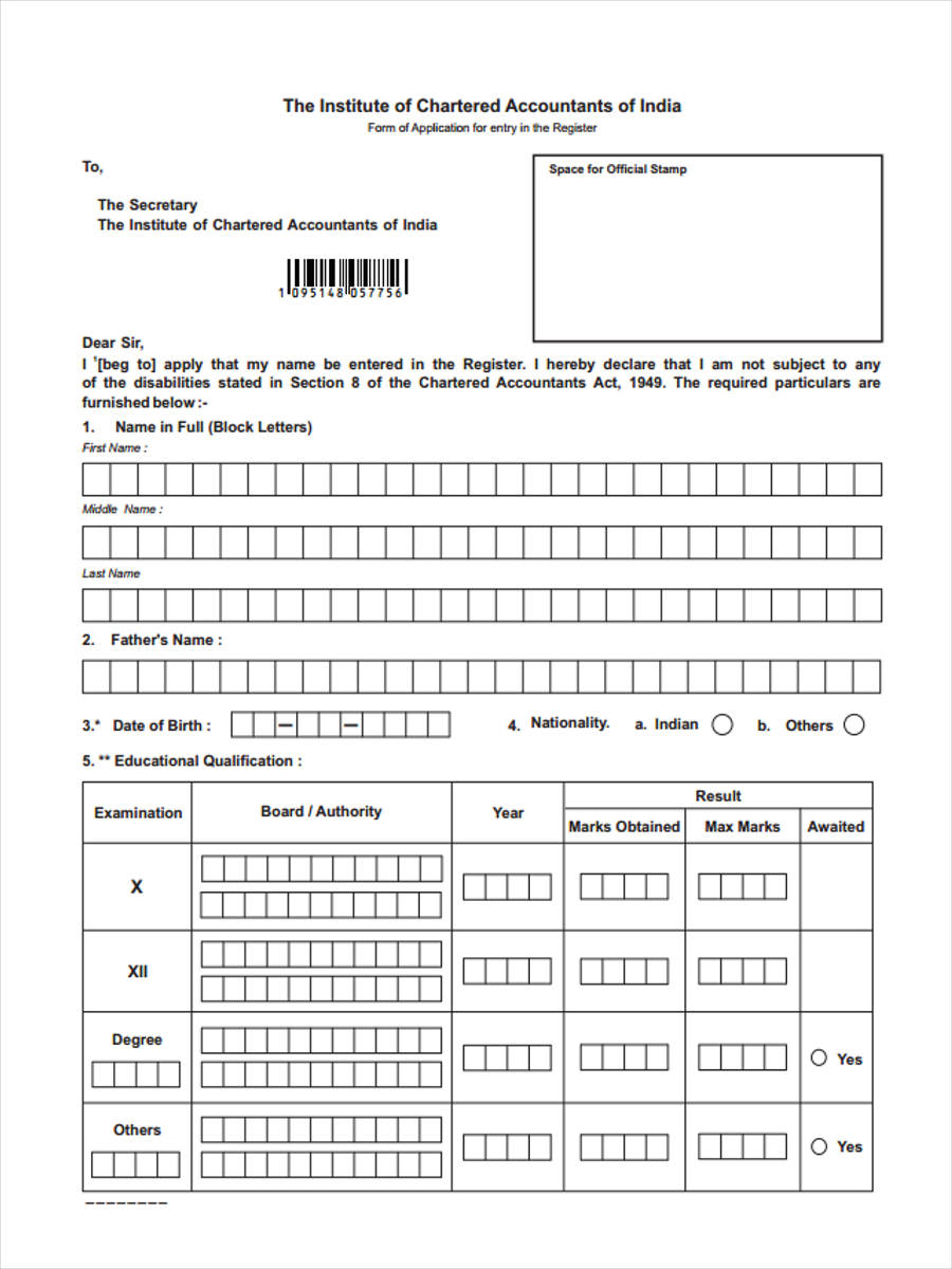 FREE 7+ Accounting Application Forms in PDF | Ms Word